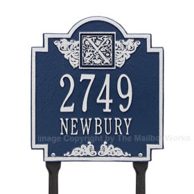 Whitehall Monogram Lawn Marker Blue Silver
