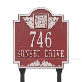 Whitehall Monogram Lawn Marker Red Silver