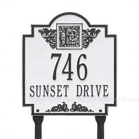 Whitehall Monogram Lawn Marker White Black
