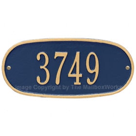 Whitehall Oval Address Plaque Blue Gold