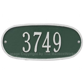 Whitehall Oval Address Plaque Green Silver