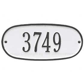 Whitehall Oval Address Plaque White Black