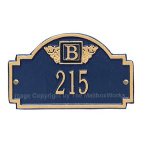 Whitehall Petite Monogram Plaque Blue Gold