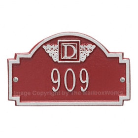 Whitehall Petite Monogram Plaque Red Silver