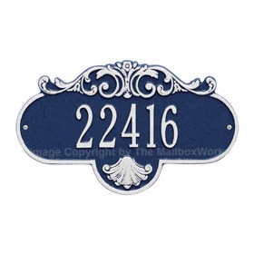 Whitehall Rochelle Address Plaque Blue Silver