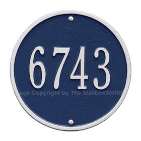 Whitehall Round Address Plaque Blue Silver