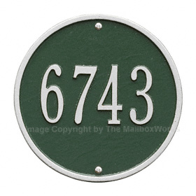 Whitehall Round Address Plaque Green Silver
