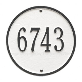Whitehall Round Address Plaque White Black