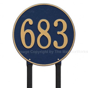 Whitehall Round Lawn Marker Blue Gold