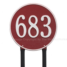 Whitehall Round Lawn Marker Red Silver