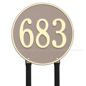 Whitehall Round Lawn Marker Taupe Ivory