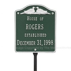 Whitehall Wedding Lawn Marker Green Silver