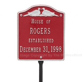 Whitehall Wedding Lawn Marker Red Silver