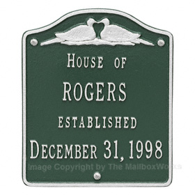 Whitehall Wedding Plaque Green Silver