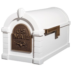 Eagle Keystone Mailbox White Antique Bronze