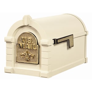 Fleur Keystone Mailbox Almond Polished Brass