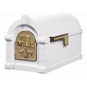Fleur Keystone Mailbox White Polished Brass
