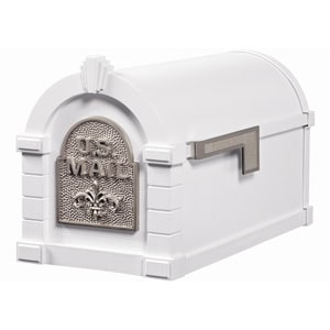 Fleur Keystone Mailbox White Satin Nickel