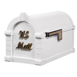Signature Keystone Mailbox White Antique Bronze