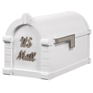 Signature Keystone Mailbox White Satin Nickel