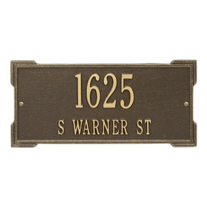 Whitehall Roanoke Address Plaque Antique Bronze