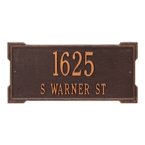 Whitehall Roanoke Address Plaque Antique Copper