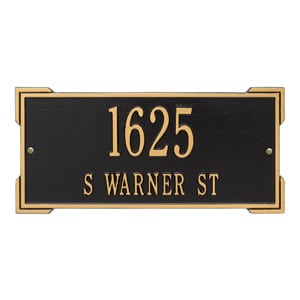 Whitehall Roanoke Address Plaque Black Gold