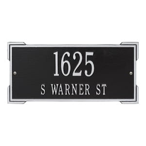 Whitehall Roanoke Address Plaque Black Silver