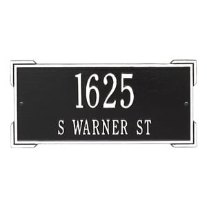 Whitehall Roanoke Address Plaque Black White