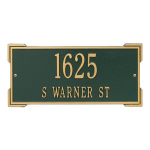 Whitehall Roanoke Address Plaque Green Gold