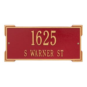 Whitehall Roanoke Address Plaque Red Gold