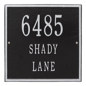 Whitehall Square Address Plaque Black Silver