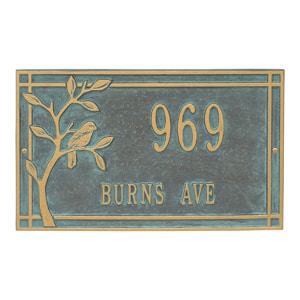Whitehall Woodridge Bird Plaque Bronze Verdigris