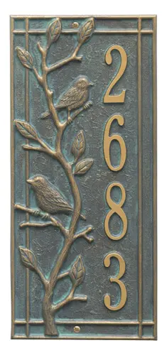 Whitehall Woodridge Bird Vertical Address Plaque