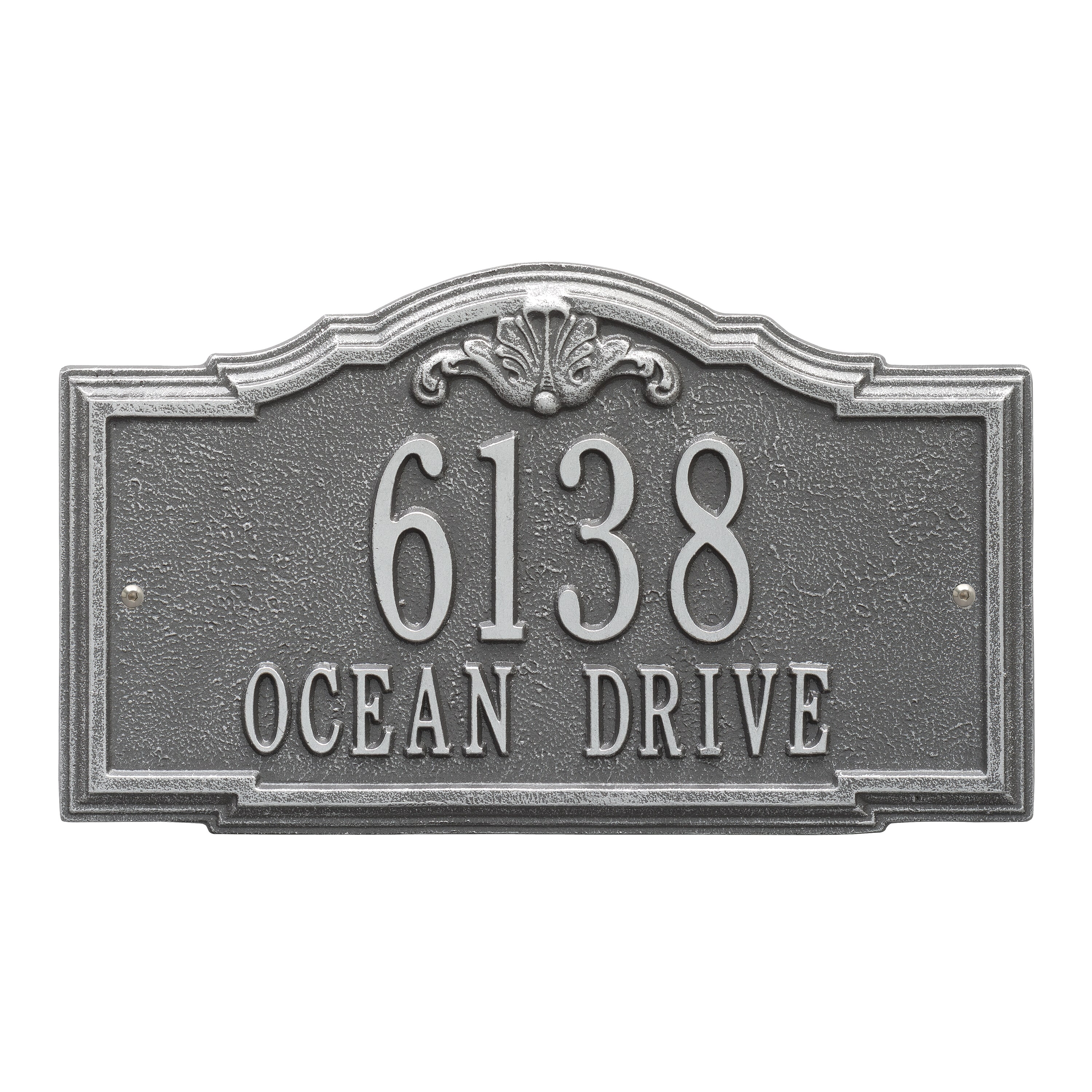Personalized Large Address Plaque – 12″ X 10″ Metal Aluminum House Number Sign, Engraved, Fade-Resistant, For Yard, Driveway, Fence Or Mailbox (Silver)