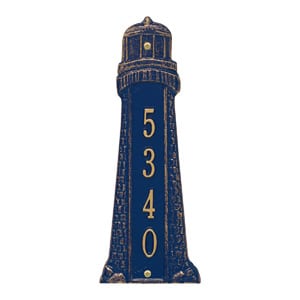 Whitehall Lighthouse Vertical Plaque Blue Gold