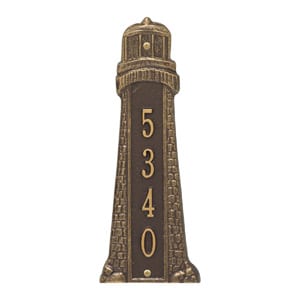 Whitehall Lighthouse Vertical Plaque Bronze Gold