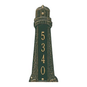 Whitehall Lighthouse Vertical Plaque Green Gold