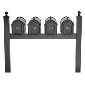 Whitehall Mailboxes Quad Post Black Gold