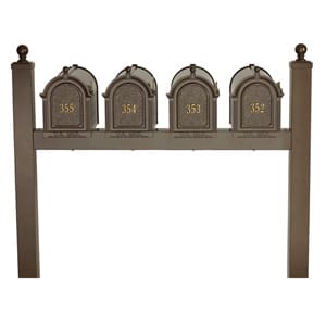 Whitehall Mailboxes Quad Mount Post Bronze