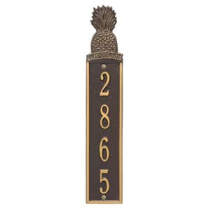 Pineapple Welcome Vertical Plaque Bronze Gold