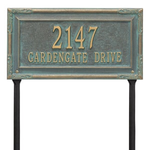 Whitehall Gardengate Lawn Marker Bronze Verdigris