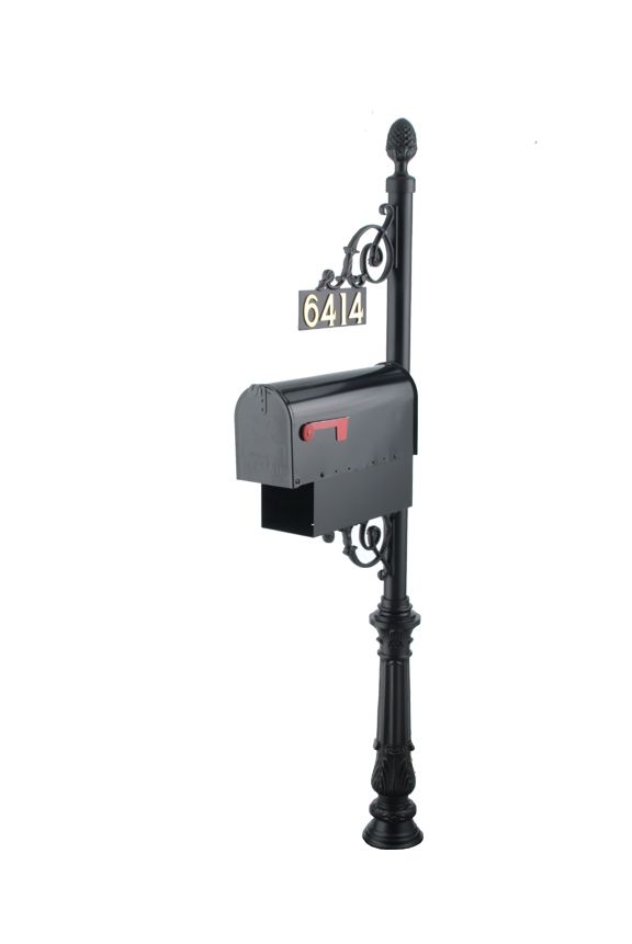 Classic Mailbox Post System Series C1 with Finial, Number Plate, & Newspaper Holder Product Image