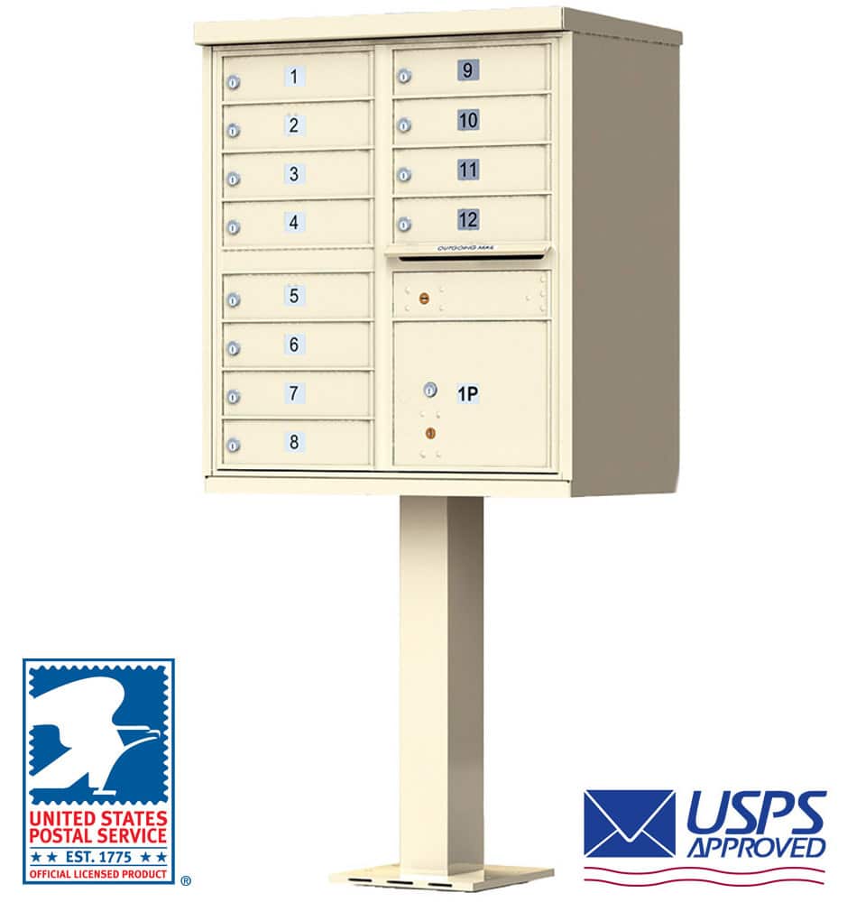 12 Tenant Door CBU Mailbox – USPS Approved (Includes Pedestal) Product Image