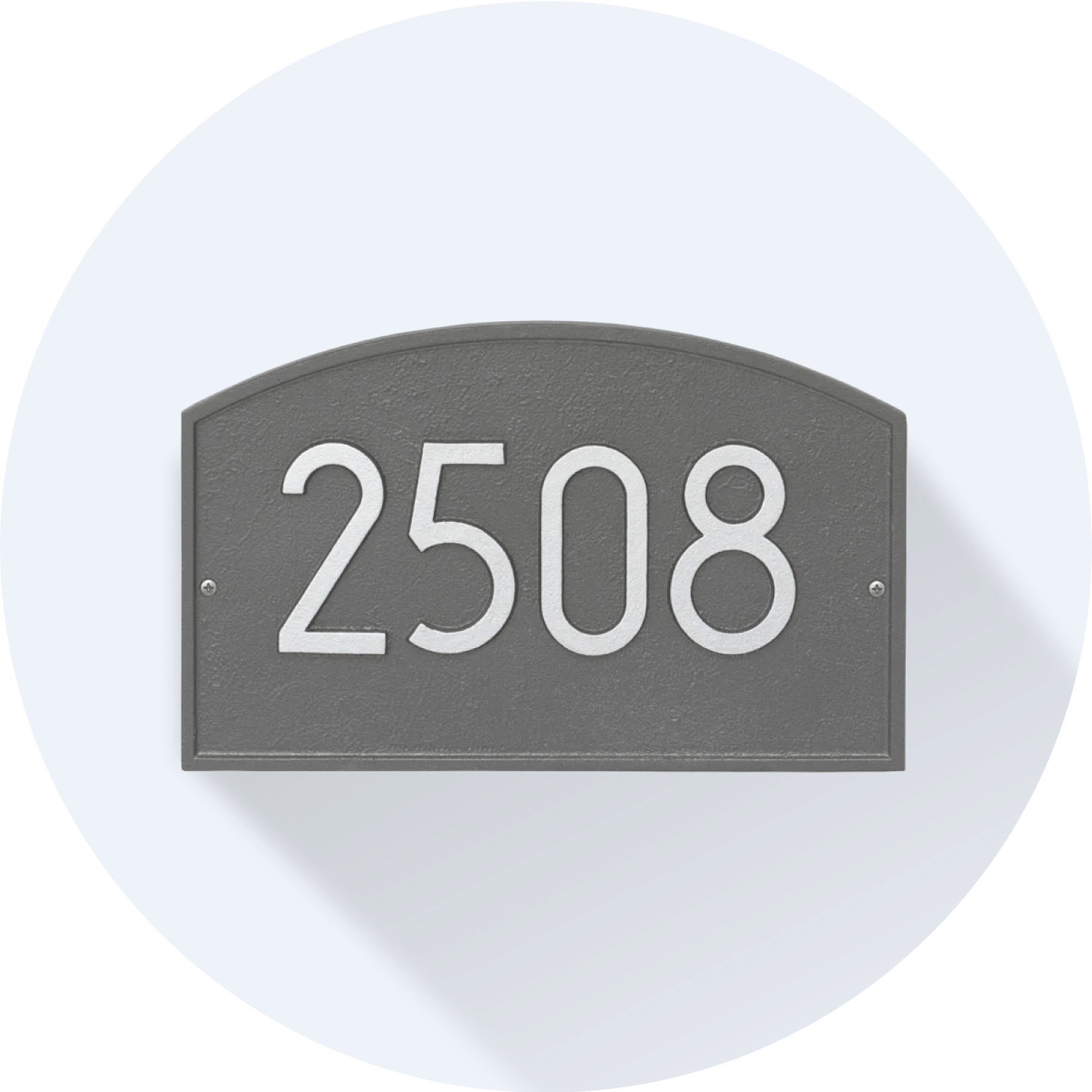 modern house numbers with white font and grey background