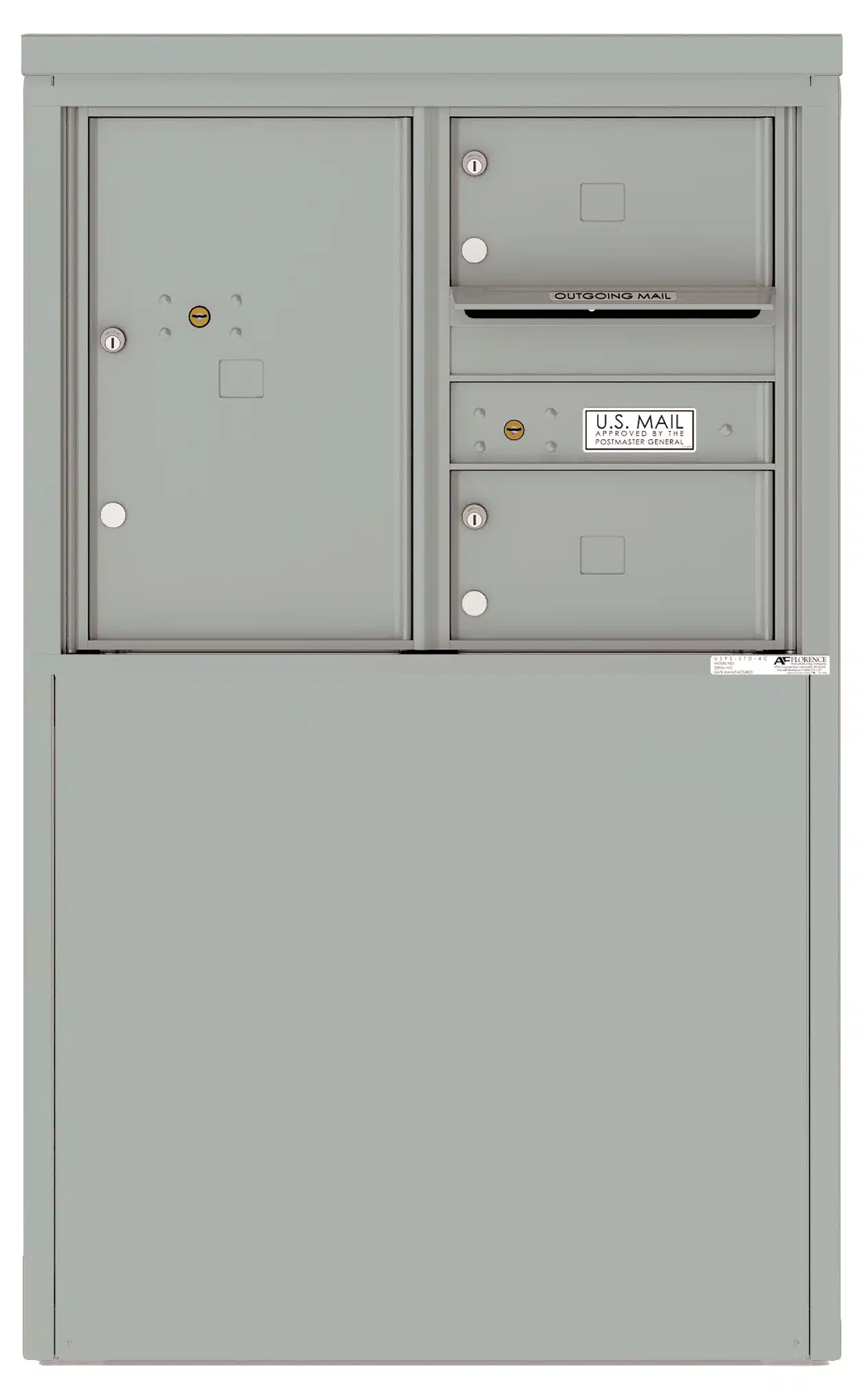 4C Depot Cabinet with Front Loading Commercial Mailbox – 2 Tenant Compartments and 1 Parcel Locker – 4C06D-02-D Product Image