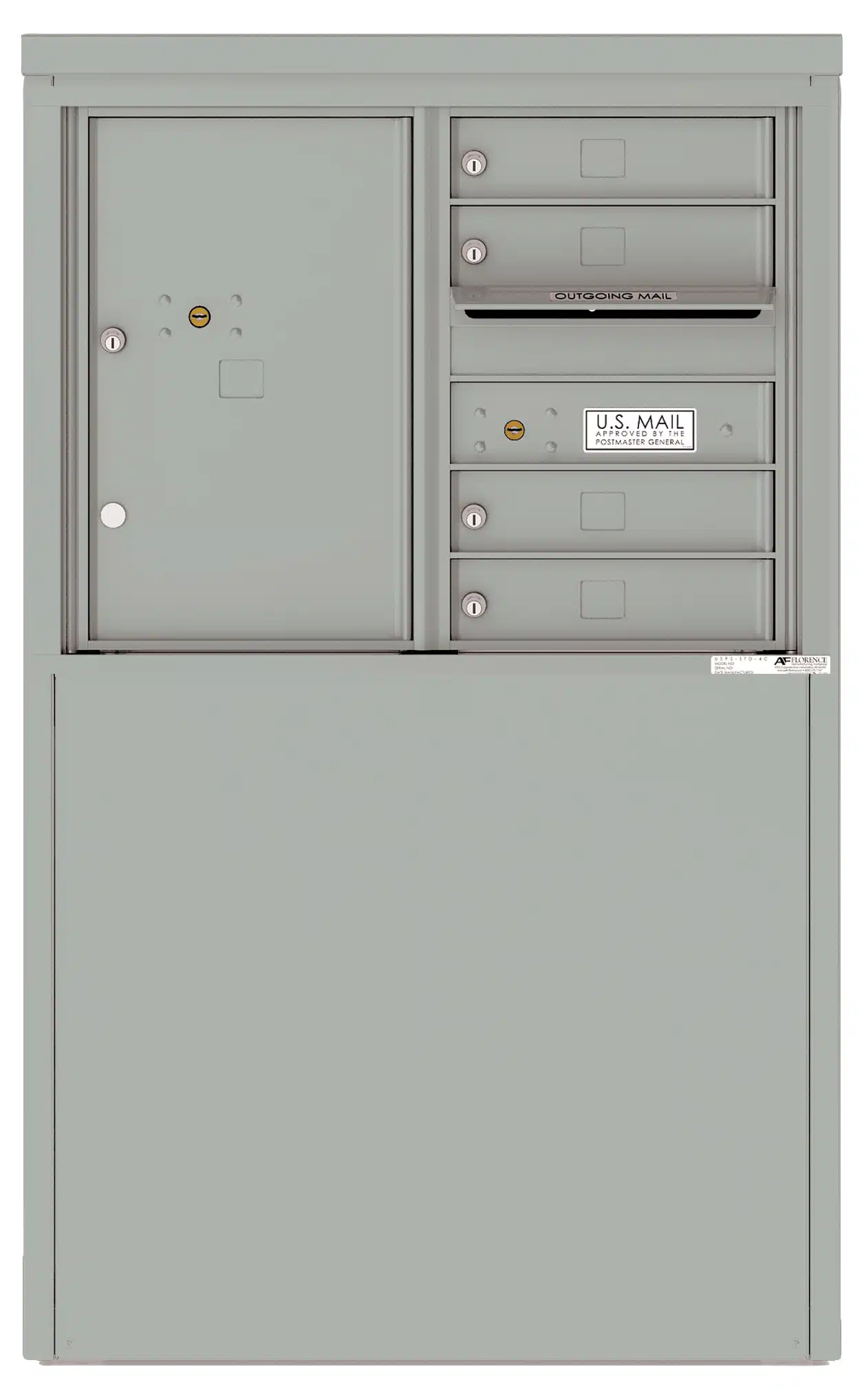 4C Depot Cabinet with Front Loading Commercial Mailbox – 4 Tenant Compartments and 1 Parcel Locker – 4C06D-04-D Product Image