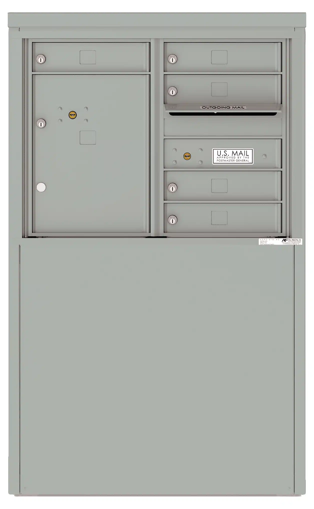 4C Depot Cabinet with Front Loading Commercial Mailbox – 5 Tenant Compartments and 1 Parcel Locker – 4C06D-05-D Product Image