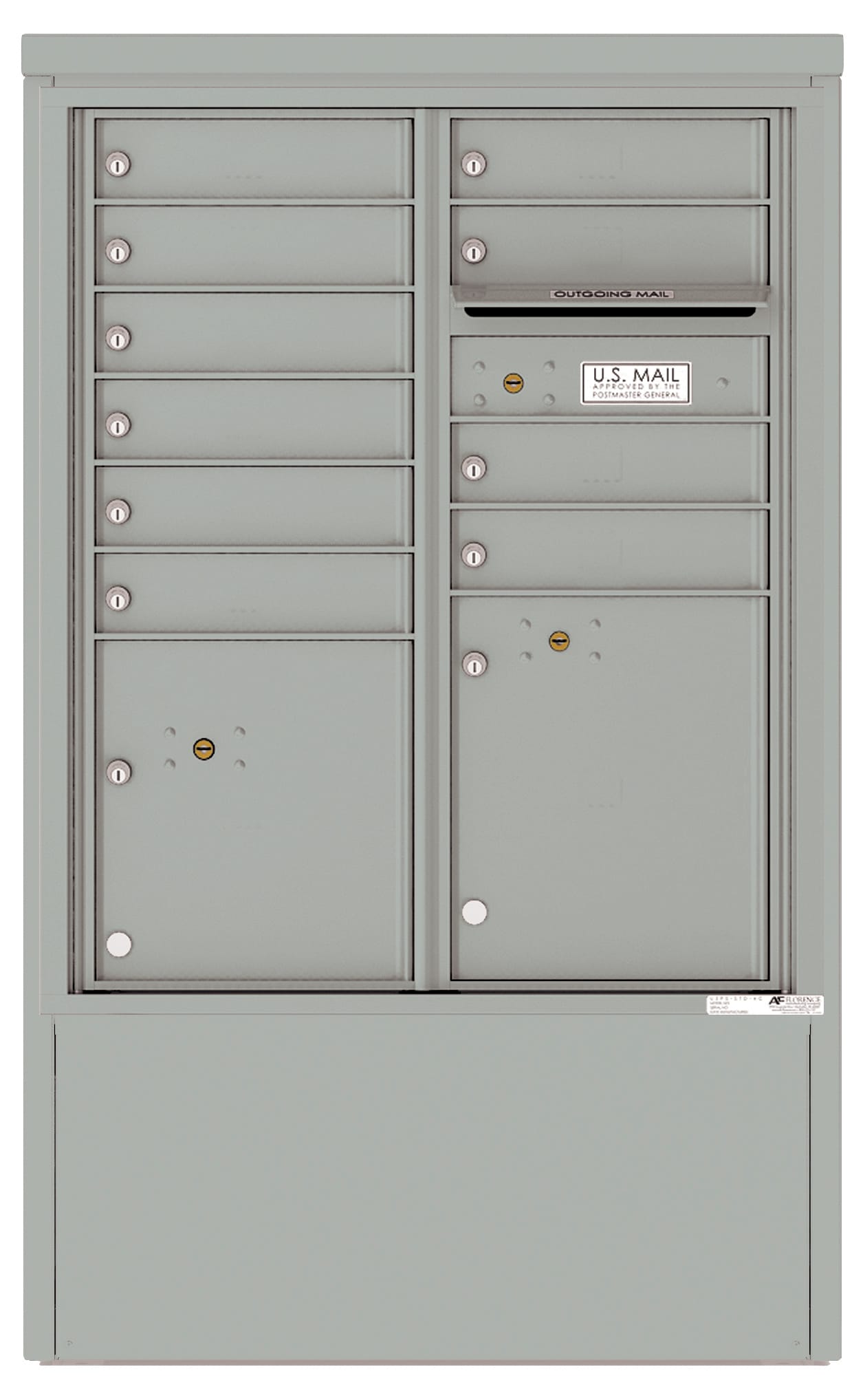 Florence 4C Depot Cabinet Mailbox – 10 Tenant Doors, 2 Parcel Lockers – ADA Compliant Max Height – Front Loading – Private Access Product Image