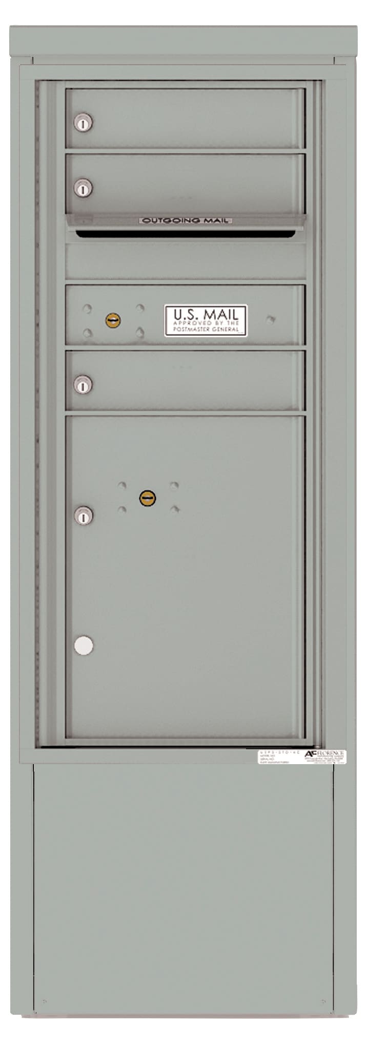 Florence 4C Depot Cabinet Mailbox – 3 Tenant Doors, 1 Parcel Locker – ADA Compliant Max Height – Front Loading – Private Access Product Image